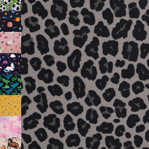 MAGAM-Stoffe Niklas Kinder Baumwollstoff ÖKO-TEX Meterware ab 50cm (Leo grau)