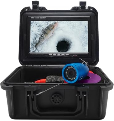 TIKATARER Unterwasser-Fischkamera, 10000mAh, Tragbar, 1024 X 600, Klarer 7-Zoll-IPS-Farbbildschirm, 1000TVL-Kamera mit 4-Stufen-Ladeanzeige für Eisfischen Im See, Meer, Boot