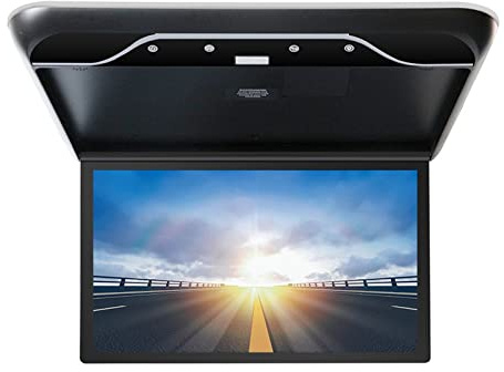 Vehicle Video Player 19 Inch Car Monitor 1080P Ceiling Roof Mount Display HD LCD Screen Portable Multimedia TV MP5 FM USB Family Road Trips(19 inch MP5 Black)