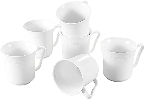 MALACASA Série Flora Tasse à Café en Porcelaine, Mugs Carrée 330 ML (6 Pièces, Série Mario-Blanc)