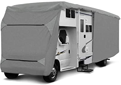 TRAVORA - Wohnmobil Schutzhülle - wetterfeste Wohnmobilabdeckungen - hochwertige Abdeckplane - 870 x 235 x 275 cm große Wohnmobil Schutzhülle - sicherer Schutz gegen Staub und Nässe