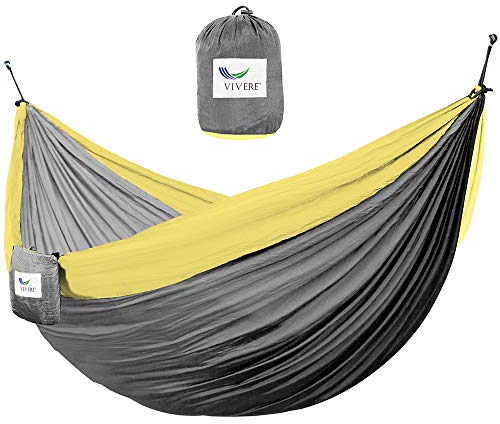Vivere Doppel-Fallschirm-Hängematte, Grau/Gelb