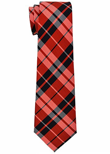 Retreez Preppy Cravate tissée à carreaux pour garçon 8-10 ans, rouge/noir, 8-10 ans