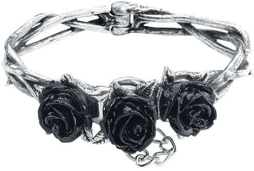 Alchemy Gothic Wild Black Rose Frauen Armband silberfarben M-L Hartzinn Gothic, Rockwear