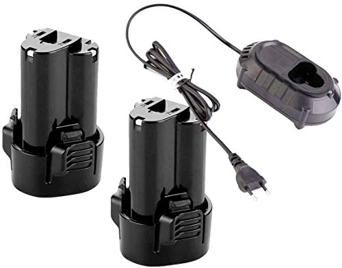 2X BL1013 1.5Ah Batteria Con 10.8V Caricatore DC10WA DC10WB, Sostituisci per Makita 10.8V Batteria BMR102 DMR104 BMR107 LXRM02 LXRM03 Radio
