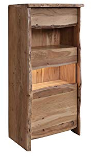 MASSIVMOEBEL24.DE Vitrine Akazie 71x45x147 Natur lackiert Pure Acacia #110