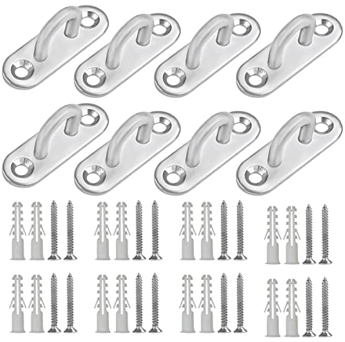 Belle Vous M5 Augplatte Edelstahl Ösen Halterung (8 Stk)- Deckenhaken U Förmige Edelstahl Befestigungshaken Karabiner (50 x 17 mm) - Belastbarkeit bis zu 40kg - Metallhaken Wandhalterung zum Aufhängen