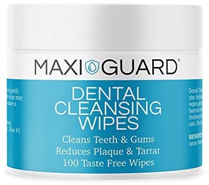 Maxi-Guard Dental Cleansing Wipes for Dogs, Cats, Horses and Companion Animals (100 wipes), light blue/white