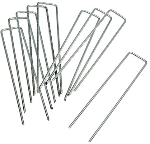 HaGa® 100 Erdanker Metall verzinkt - U-förmige Bodenanker 150mmx30mm Ø3mm - rostfreie Befestigungsanker für Unkrautschutzvliese Rasenschutzgitter Maulwurfnetz