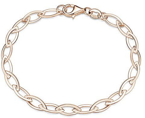MATERIA Rosegold Armband Damen 5mm breit - 925 Silber Ankerkette rose vergoldet 19cm SA-130-Rose