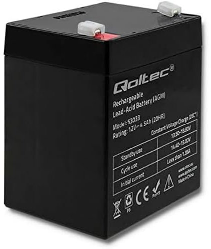 Qoltec Batterie AGM | 12 V | 4,5 Ah | Max 67,5 A
