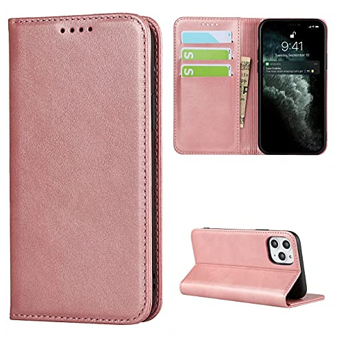 Copmob Case Compatible with iPhone 11 Pro Max,Flip Leather Wallet Case,[3 Card Slots][Magnetic Closure][Stand Holder],Protective Cover Case for iPhone 11 Pro Max - Rose Gold