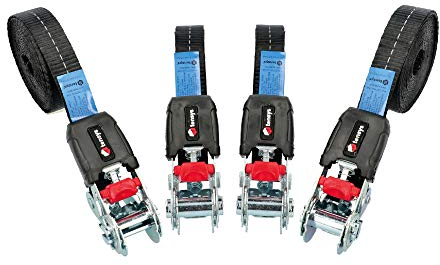 TENSYS - 4 Pack - 25mm Wide Ratchet Lashing Straps Endless Format - 5 Metre Length