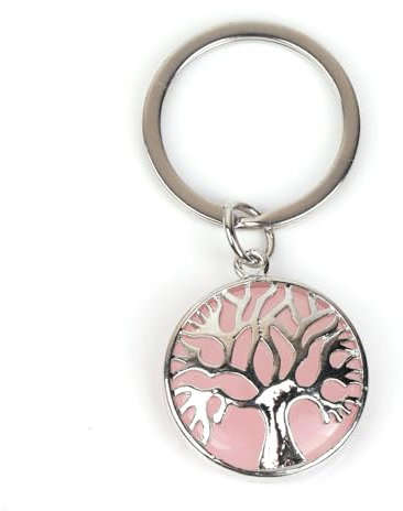 Gem-Inside 2 inches Natural Pink Rose Quartz Chakra Stone Keychains Key Chains Rings for Women Crafts Jewelry