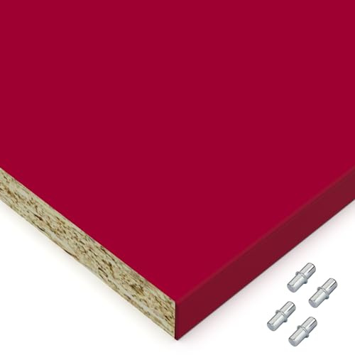X57 Einlegeboden Regalboden Holzboden 19mm nach Wunschmaß max. 700mm breit x 600mm tief Zuschnitt Anfertigung 2mm Umleimer ABS Kante (Rot)