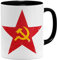 OM3® Soviet-Star Kaffee-Tasse mit Hammer und Sichel | Keramik Becher | 11oz 325ml | Beidseitig Bedruckt | Schwarz