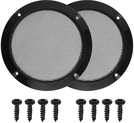 Lautsprecher Dekoration Abdeckung Schutzhülle für 5 Zoll Auto Subwoofer mit Befestigungsschrauben Audiosystem Montage DIY Zubehör Schwarz 2 Stück