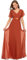Ever-Pretty Robe De Soirée Style Long Manches Volantées Col en V Jupe Trapèze Robe Femme Chic Et Elegant Orange Caramel 40