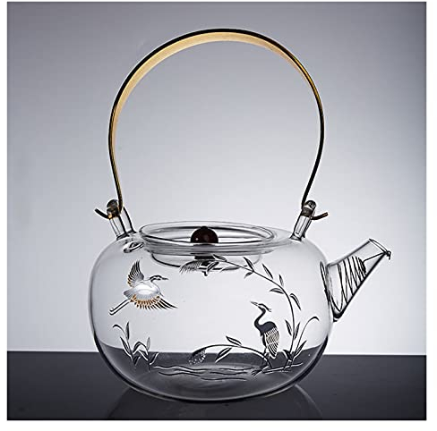 jiaquanwufeng-2022 teapot Glass Tea Kettle Electric Heating Brew Tea Pot Glass Transparent Kettle Handle Teapot Glass Jug 900ML tea kettle
