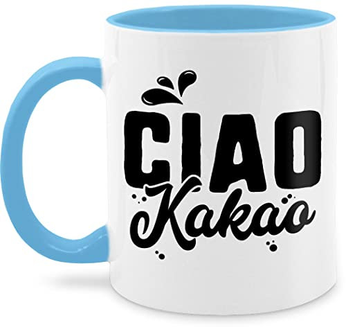Tasse Tassen 325ml - Statement Sprüche - Ciao Kakao - 325 ml - Hellblau - kakaotassen spruchtasse sarkasmus tschau haferl spruchtassen spruch kakaobecher kaffeetassen mit sprüchen spruechen