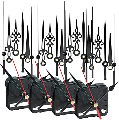 St. Leonhard Uhrwerk lautlos: 4er-Set flüsterleiser, schleichender Uhrwerke mit je 3 Zeiger-Sets (Uhrenwerke, schleppendes, Geschenkideen)