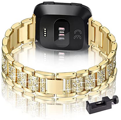 Metall Armband Kompatibel mit Fitbit Versa 2/ Lite/Fitbit Versa 3 /Sense Armband Edelstahl Für Damen Ersatz mit Elegant Für Fitbit Versa 2/ Lite/Versa 3 /Sense (Gold,Versa 2/Lite)