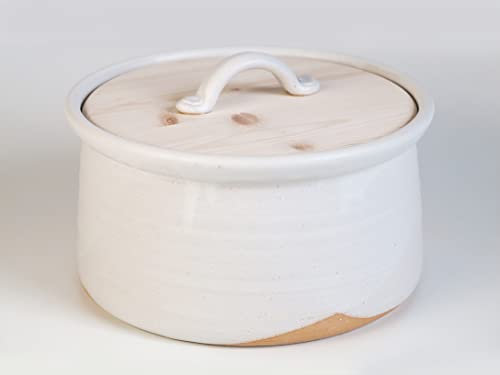 M – Brottopf für die kleinere Familie, weiß-sand, Keramik/Holz, für ein bis vier Personen