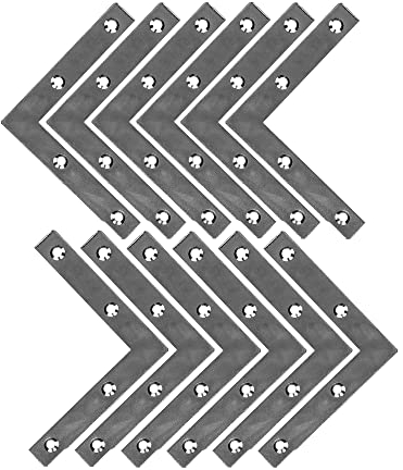 DOJA Barcelona | Staffa Angolare Piatta | 12 Staffe Angolari Piatta | 50x50x10x2 mm | Acciaio Zincato | Staffa Angolare a L Piatta per Ripiani, Cassetta Postale da Esterno, Giunzione Mobili