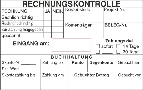 Kontierungsstempel/Rechnungsprüfung - mit trodat Professional Datumstempel 54120 – Custom- 116x70 mm) in verschiedenen Ausführungen, Büro, Buchungsstempel, Firmenstempel