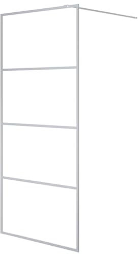 vidaXL Paroi de Douche Ecran Cloison Cabine de Douche Salle de Bain Intérieur Résistance aux Eclaboussures Argenté 90x195 cm Verre ESG Transparent