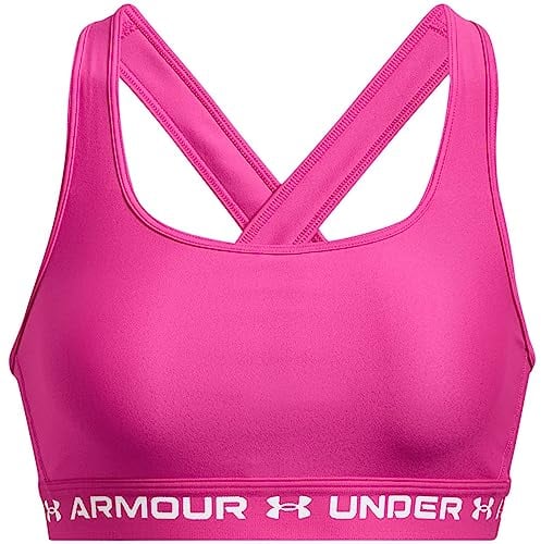 Under Armour Crossback Mid-Impact Sports Bra, Reggiseno Sportivo Donna, Rosa Ribelle /, XS