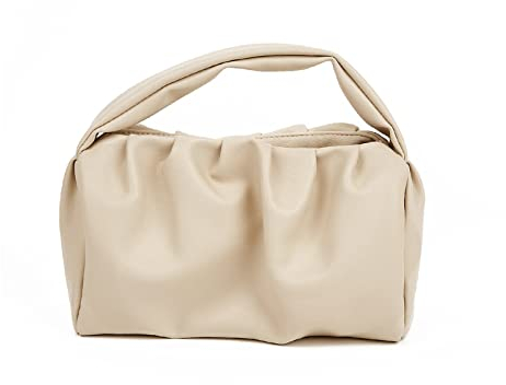 NICOLE & DORIS Damen Clutch Handtaschen Klein Henkeltasche Top-Griff Tasche Elegant Abendtasche Weiche Ledertasche Schöne Handtasche Wolken Clutch Tasche Khaki
