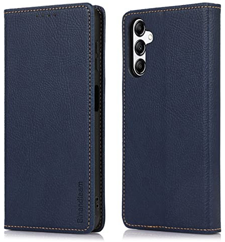 binandteam Hülle Samsung Galaxy A14 4G / 5G Handyhülle,Premium Pu Lederhülle mit für mehrere Karten, Magnet Klappbar Flip stoßfest Case Cover Schutzhülle - Blau