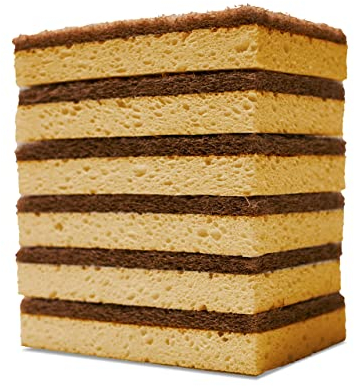 BiOHY Spugna di cocco (Set di 6) | spugna ecologica per cucina e casa | spugna da cucina a basso odore | riutilizzabile e biodegradabile | fibra di cocco | senza plastica (Kokosschwamm)