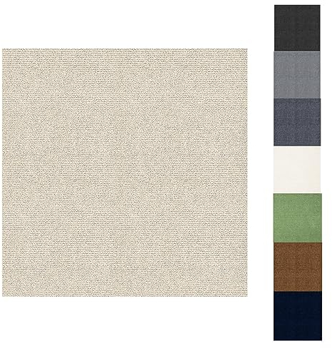 Self Adhesive Carpet Tile,11Pcs 30 * 30cm Easy to Peel and Stick Carpet Floor Tile,Flooring Rugs Floor Tile Hardwearing Anti-Slip Floor Covering, Bitumen Backed-1m² (Khaki)