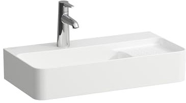 LAUFEN VAL Waschtisch COMPACT, 1 Hahnloch, mit Überlauf, 600x315mm, semi-trockener Bereich rechts, H815285A001041, Farbe: Weiß mit LCC Active