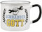 1 Kaffeetasse Tasse Becher Schraubergott schwarz/gelb/blau, Emaiile-Design;