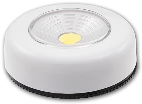 McShine LED Batterie Klebeleuchte CTK1 COB aus weißem Kunststoff, Ø70x24mm, 70lm, 10er Packung