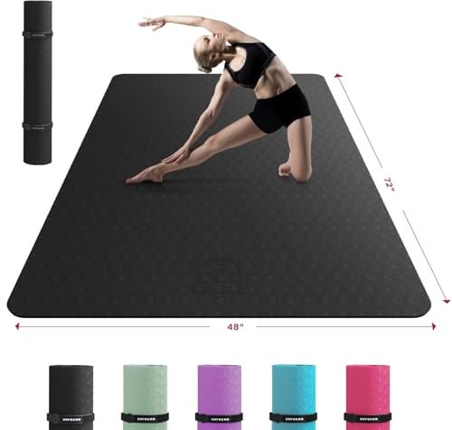 HAPBEAR Extra Large Yoga Mat 72x48x6mm (1/4 inch), Non-Slip, Durable,Thick Wide Exercise Mat for Home Workouts, Yoga, Pilates, Stretching Floor & Fitness Workouts