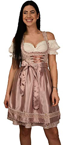 ENTARI Dirndl Ensemble robe traditionnelle 3 pièces pour femme Doré