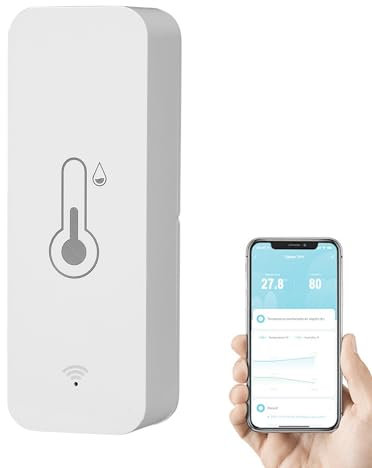 WiFi Humidity Temperature Monitor, Room Thermometer Hygrometer, Bluetooth Digital Indoor Temperature Humidity Sensor,Smart Life Thermometer Hygrometer Sensor with Remote Monitor for Baby,Pet,Garden
