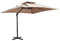 Outsunny Sombrilla de Jardín 300x300 cm Parasol de Aluminio con Manivela Poste Giratorio 360° Doble Techo Inclinable en 6 Posiciones y Base Cruzada Incluida Caqui