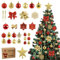 Joyblossom 120 Stück Weihnachtskugeln Set, Weihnachtskugeln Kunststoff mit Baumspitze Stern, Christbaumkugeln Rot Gold mit Aufhängen, Mehrweg Christbaumschmuck für Drinnen und Draußen