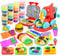 OTONOPI Dough Play Set 51pcs Kitchen Creations with 24pcs of Colour Dough 2 in 1 Noodle Hamburger Making Machine Dough Tools and Cutters Play Food Toys Modelling Dough Set for Kids