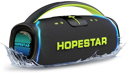 WorryFree Gadgets Hopestar Series Altavoz portátil de 300 W con mango y micrófono (negro)
