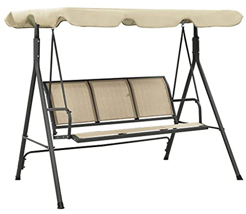Rasen & Garten, Outdoor Living, Verandaschaukeln, Gartenschaukelstuhl mit Baldachin, Anthrazit und Sand