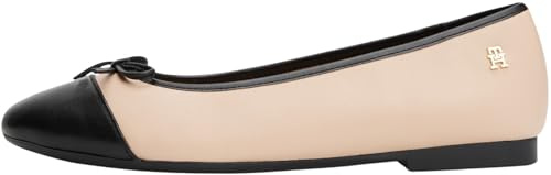 Tommy Hilfiger Damen Ballerinas Toe Cap aus Leder, Beige (Misty Blush), 41
