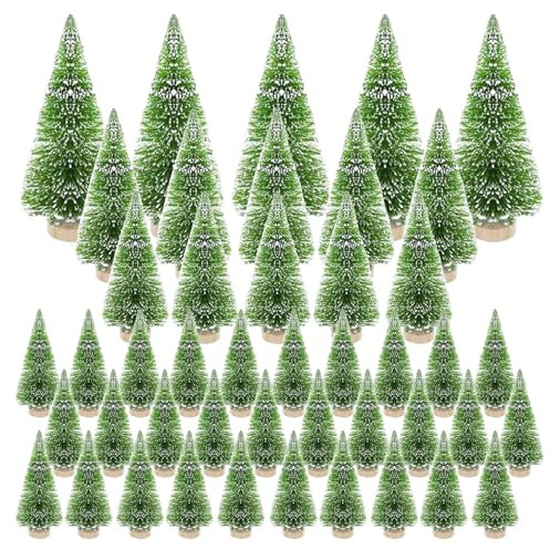 4.5/6.5/8.5/12.5cm künstlicher Weihnachtsbaum Mini Tannenbaum Klein Miniatur Tanne, Mini grün Weihnachtsbaum mit Schneeeffekt Christbaum für Tischdeko DIY Schaufenster 45pcs