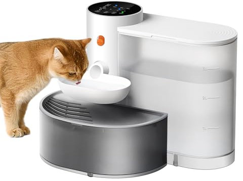 Potaroma Fuente de agua automática, Bebedero para gatos, mascotas, perros pequeños, Agua perro, con cuenco dispensador autorrellenable y vertido, fuente inalámbrica para refrescar, tanque de agua