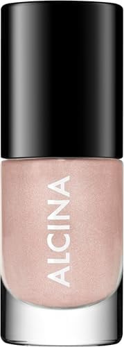 ALCINA Nail Color rosy glam - 1 x 5 ml - Einfaches, streifenfreies Auftragen - Brillante, intensiv deckende & langanhaltende Nägel - Rosafarbener Nagellack mit Glitzerpartikel - Metallic-Finish